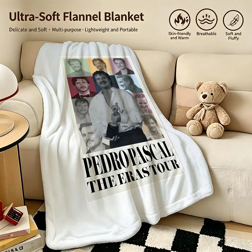 celebrity P-Pedro Pascal-l Throw Warm Soft Flannel Blanket, Multi-use for Sofa Bed Camping Travel Nap
