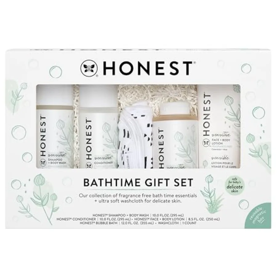 

Набор для ванны The Honest Company без отдушек: гипоаллергенные средства для чувствительной кожи, шампунь и гель для душа