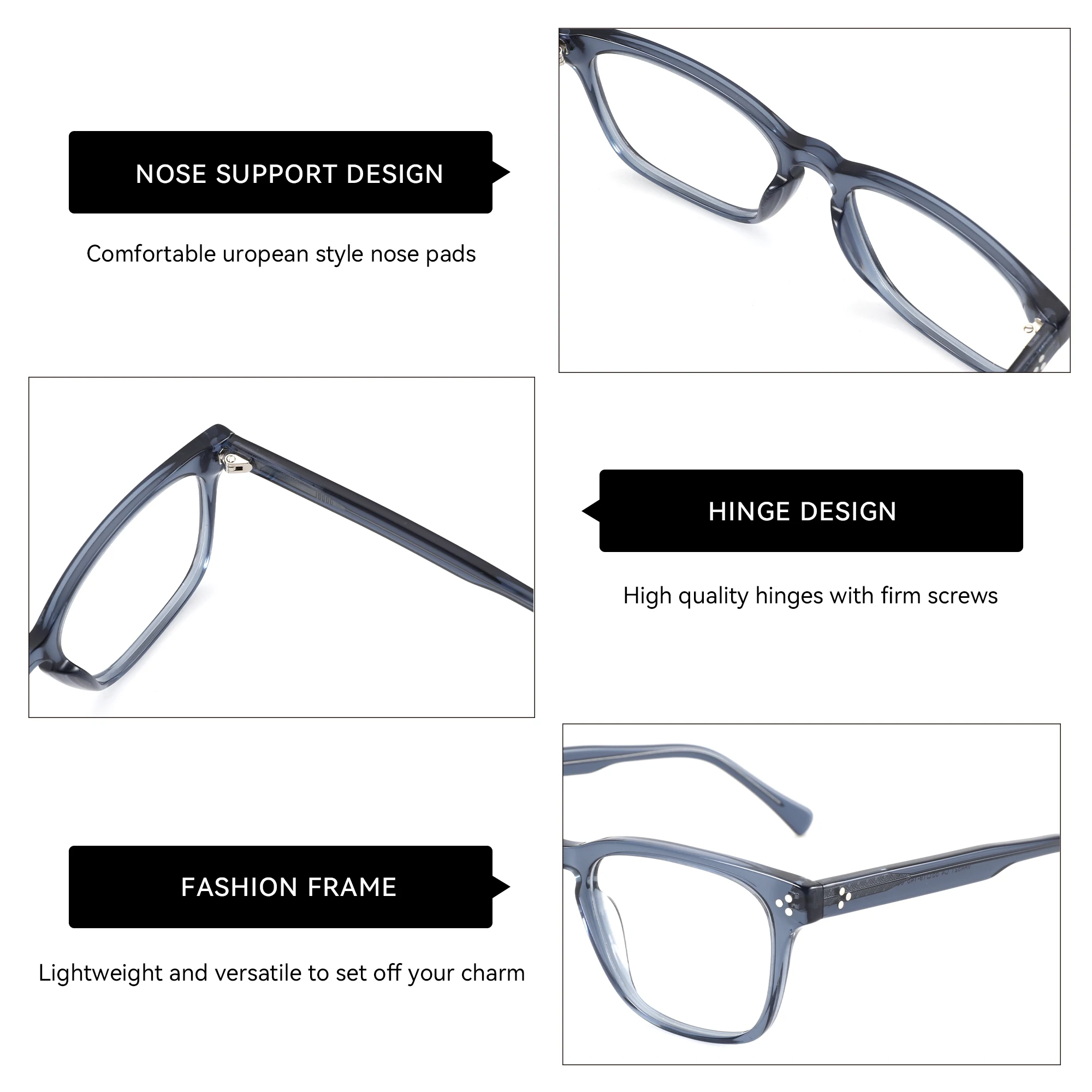 ﻿ZENOTTIC Handmade Acetate Square Prescription Glasses for Anti Blue Light/Photochromic Optical Eyeglasses Men