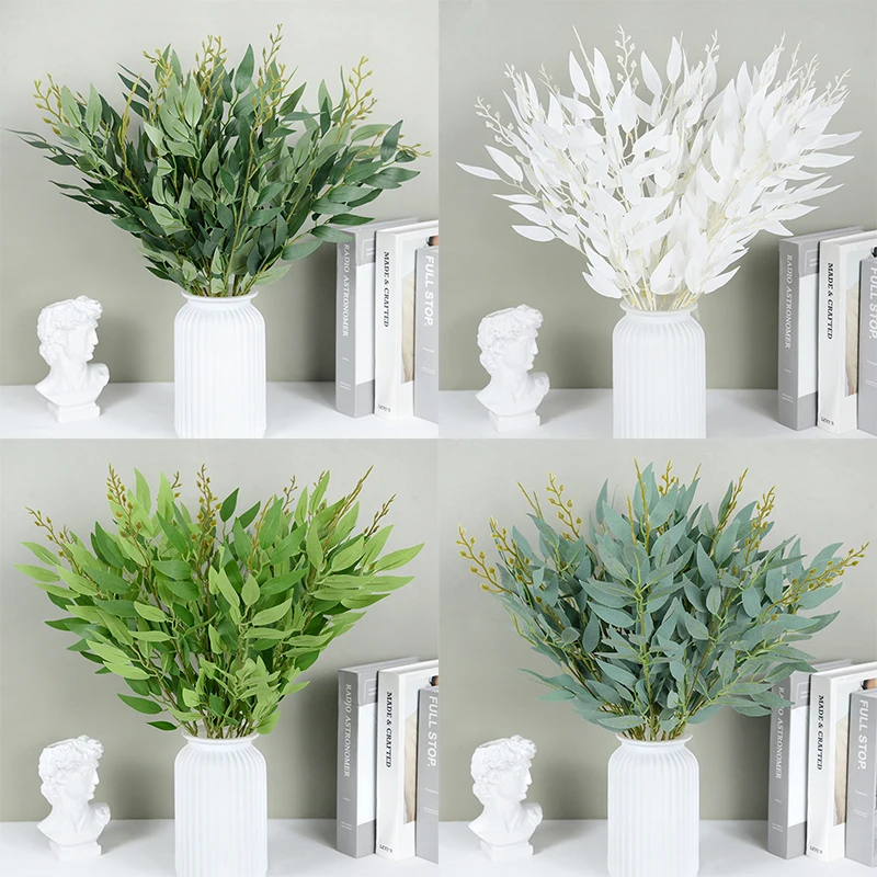 Artificial Willow Bouquet Silk Fake Leaves Faux Foliage Jungle Wedding Backdrop Decor Faux Foliage Vine Party Home Decor Plant
