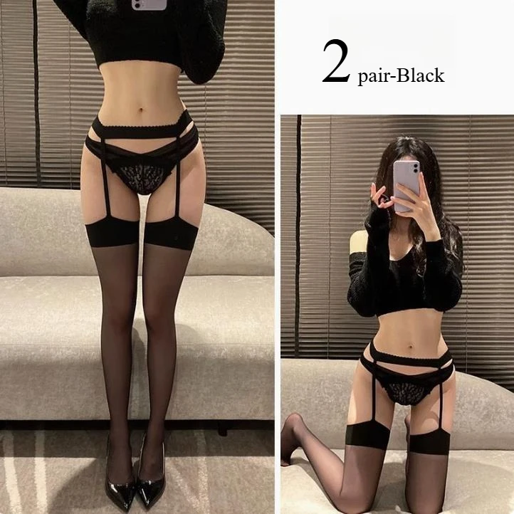 1/2/3 Paar neue oberschenkelhohe Nylonstrümpfe, Cosplay-Dessous, Strumpfgürtel, lange Strümpfe für Damen, ultradünne transparente Strumpfhosen – Detail 3