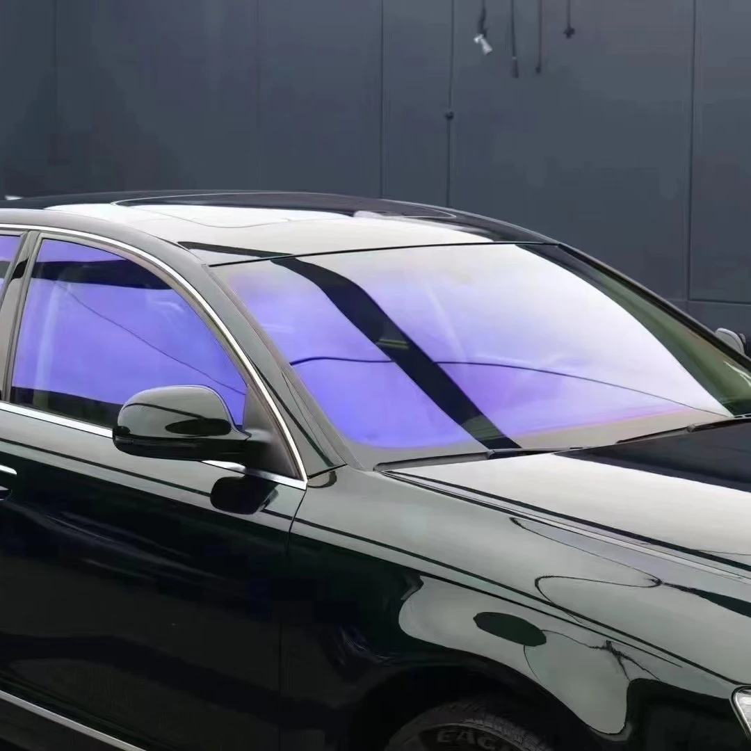 100cm Width 70% Chameleon Car Window Film Purple Color Change Car Window Tint Solar Sticker Windshield Protection Foils