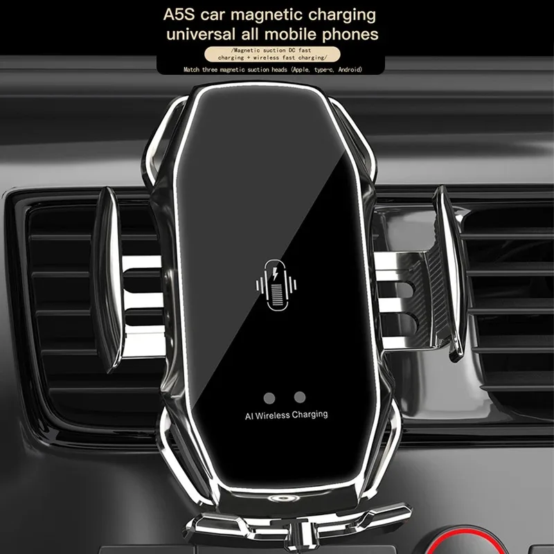 15W Wireless Car Charger Magnetic Auto Car Phone Holder Mount For iPhone 17 16 15 14 forSamsung Infrared Fast Car Charging Stand