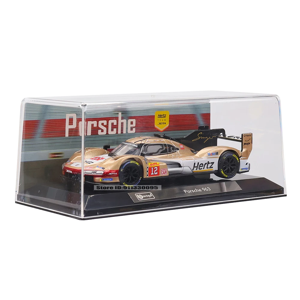 Bburago 1:43 Porsche 963 24 HEURES DU MANS Alloy Luxury Vehicle Diecast Pull Back Cars Model Toy Collection Gift