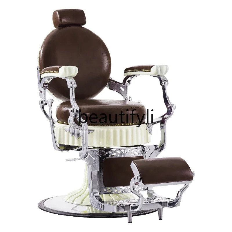 Retro oil head large chair reclining barber chair high quality