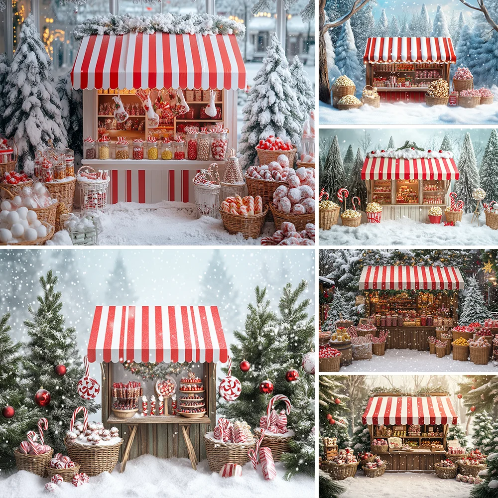 

Christmas Winter Photography Background Christmas Shop Decoration Holiday Party Family Portrait Photo Backdrops Studio