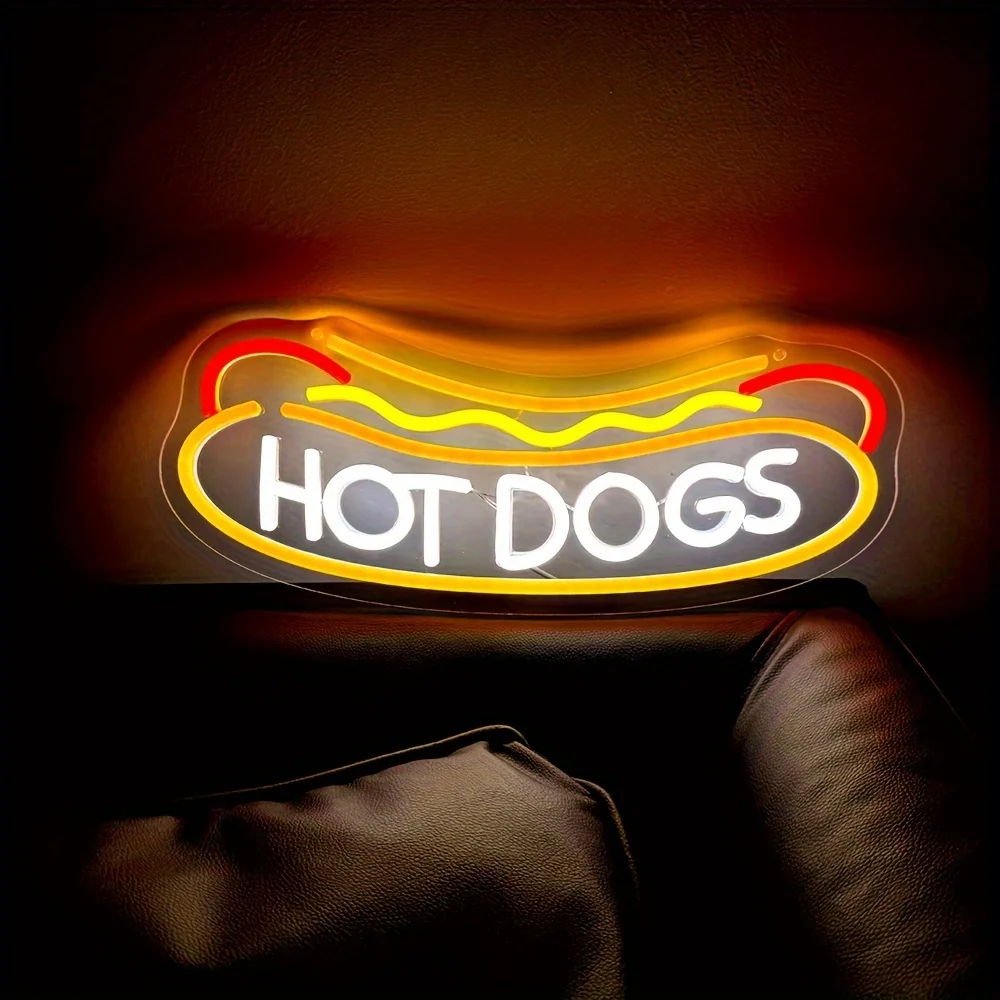 HOT DOGS Neon Signs for Wall Decor Neon Lights for HOT DOGS Shop Led Business Signs Suitable for Fast Food shops