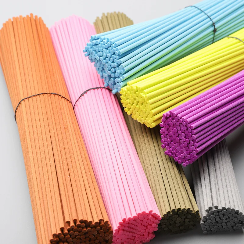 500PCS 22CMX3MM Gray Rattan Reed Diffuser Fiber Sticks for Home Scent Decor,Colorful Essential Oil Diffuser Fragrance Sticks,