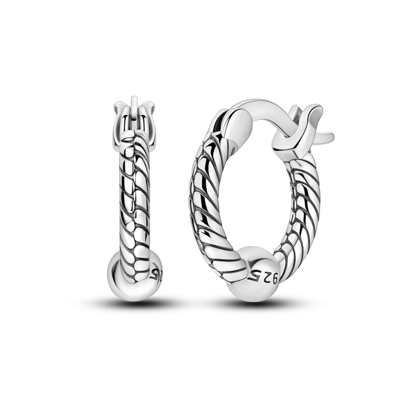 

925 Sterling Silver Earrings Women Sparkling Snake Pattern Hoop Earring For Anniversary Wedding Jewelry Gifts