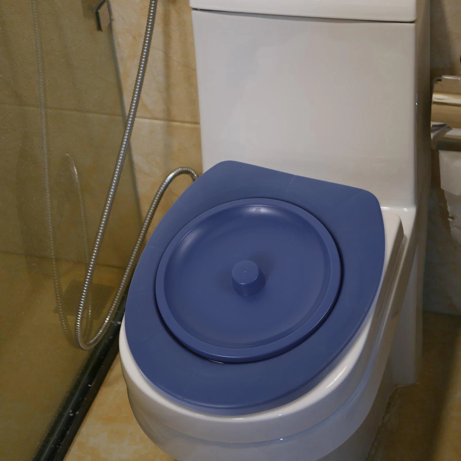 

Glitter Cushioned Bucket Toilet Seat Sky-blue Portable Camping Round Cover Hygienic Easy Clean Universal Compatibility
