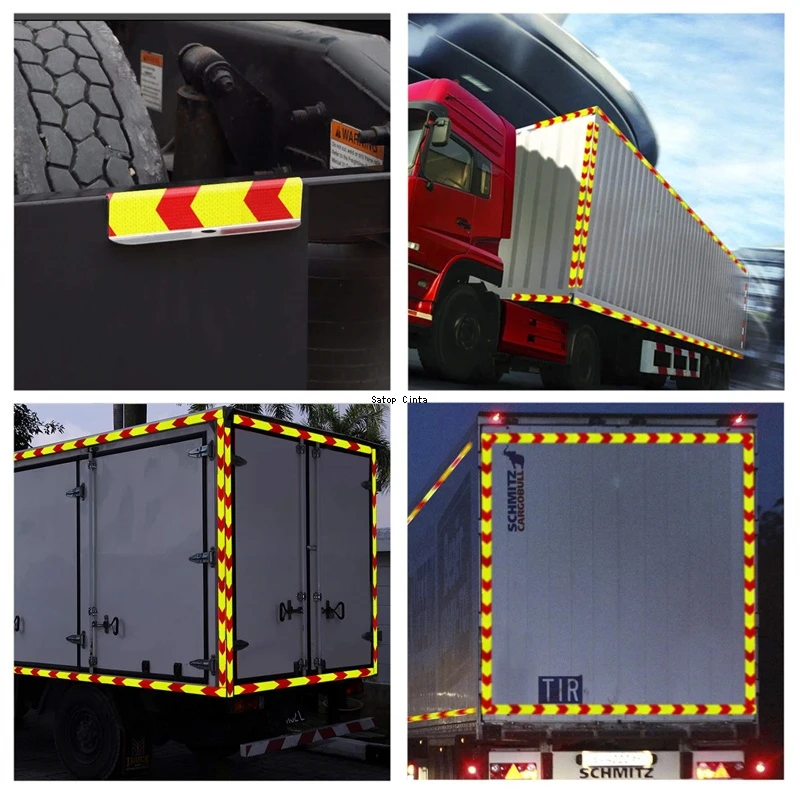 Adesivi riflettenti ad alta intensità Striscia impermeabile Fluorescente Giallo-Rosso 10 cm * 5 m Nastro adesivo per visibilità freccia per camion auto