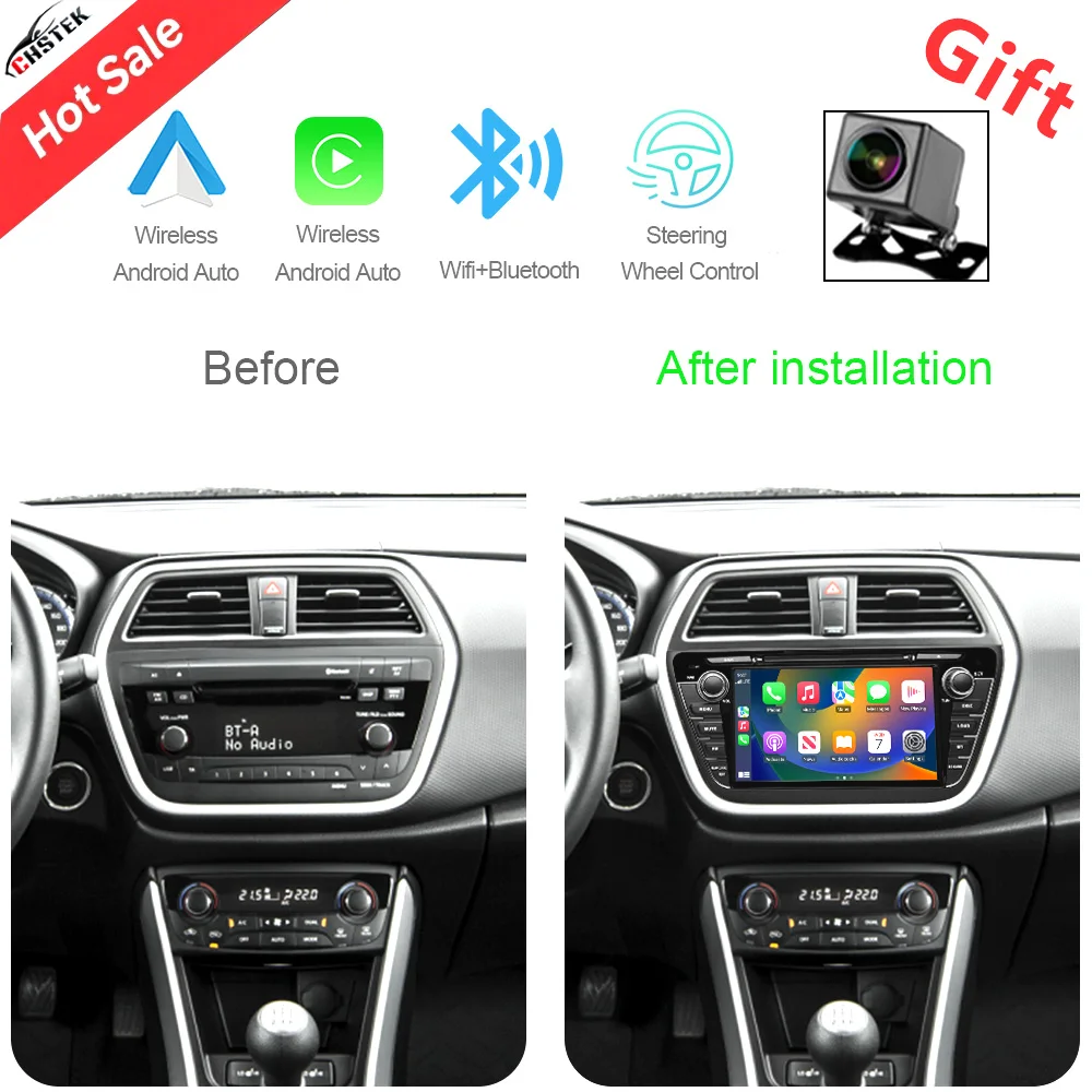 CHSTEK راديو السيارة الاندورويد لسوزوكي SX4 JY S-Cross كروس 2012-2016 Carplay مشغل وسائط متعددة GPS Navi WIFI BT SWC رئيس وحدة