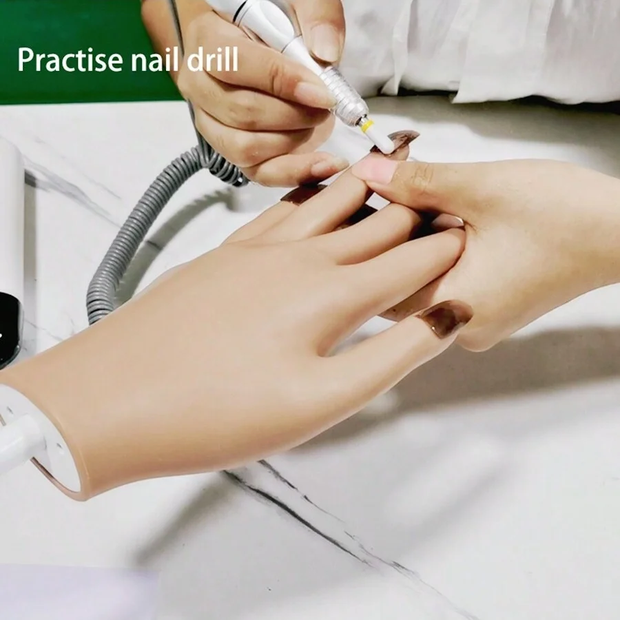 

Manicure Tools Silicone Fake Finger Model Practice Hand Manicure Prosthetic Hand Bendable Hand Model Replaceable Nail Pieces