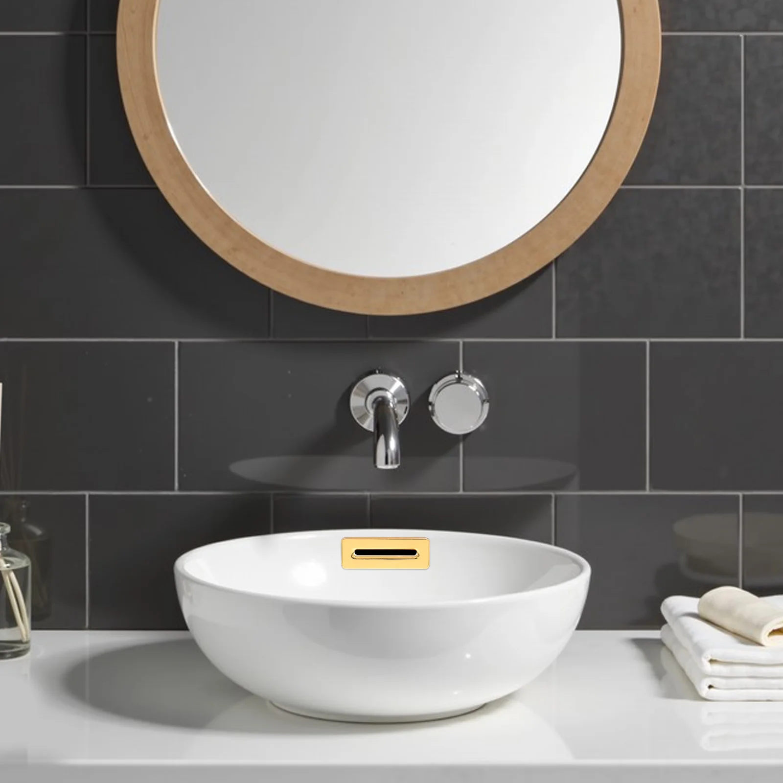 

2 Pcs Overflow Hole Cover Bathroom Sink Basin Washbasin Ring Zinc Alloy Insert for Trim