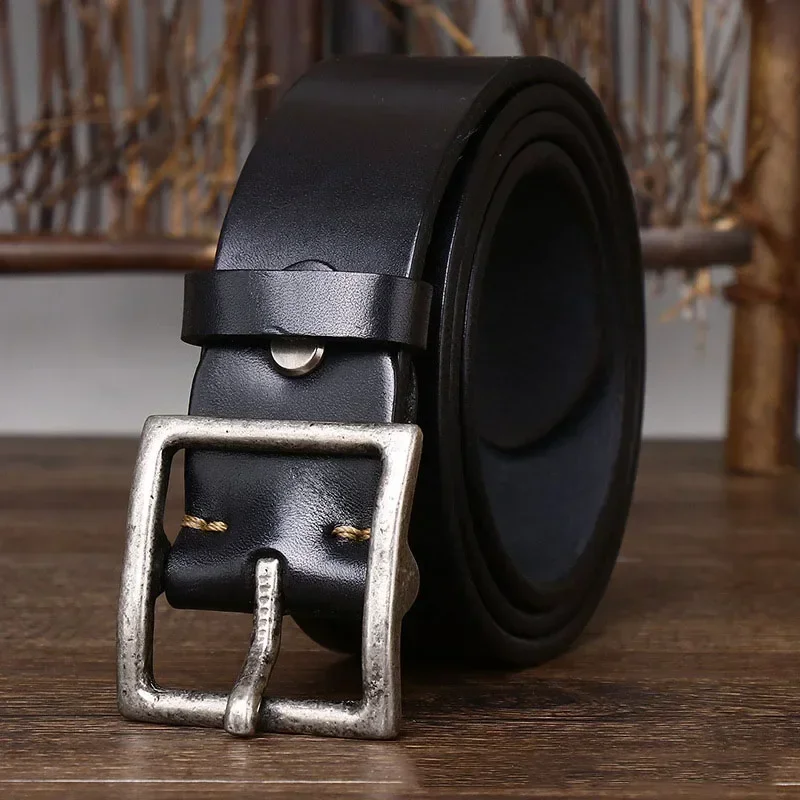 4.3CM Thickening Pure Cowhide High Quality Genuine Leather Belts for Men Brand Strap Male Copper Buckle Jeans Cowboy luxury