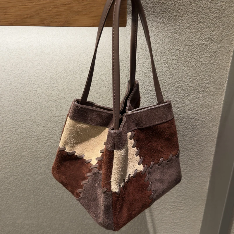 

Genuine Leather Mini Bucket Bags For Women Luxury Designer Handbag And Purses 2025 New In Cattle Split Leather Underarm Shoulder