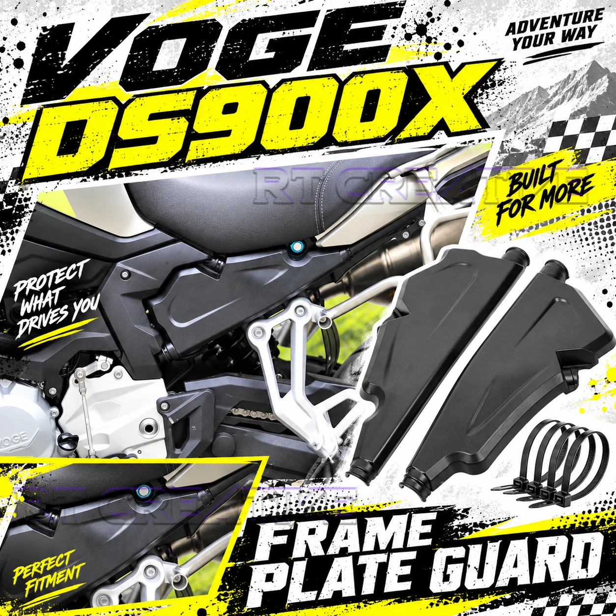 Motorcycle Frame Hole Filling Decor Cover Body Shield Panel Sticker For VOGE DS900X Upgrade Parts
