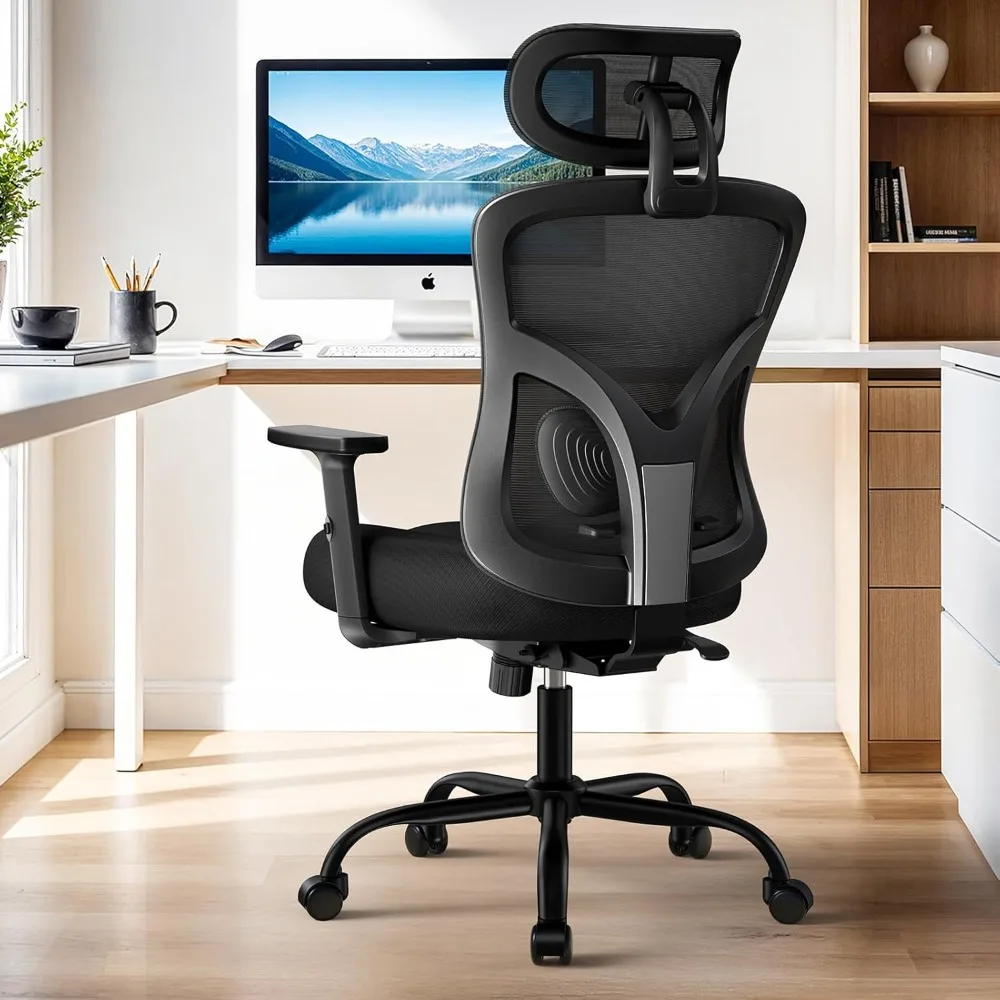 

Ergonomic Office Chair, High Back Mesh Chair for Big and Tall People with Lumbar Support, Adjustable Headrest and Armrest, Thic