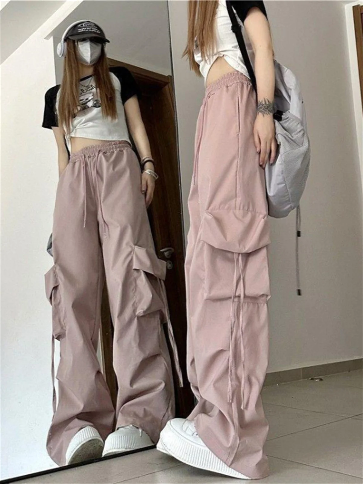 Coole Herren Trendige Einfarbige Hosen mit Mehreren Pattentaschen, Cargo-Hosen für Männer, Lässige Outdoor-Hosen, Arbeitshosen, Oversize-Hosen – Detail 2