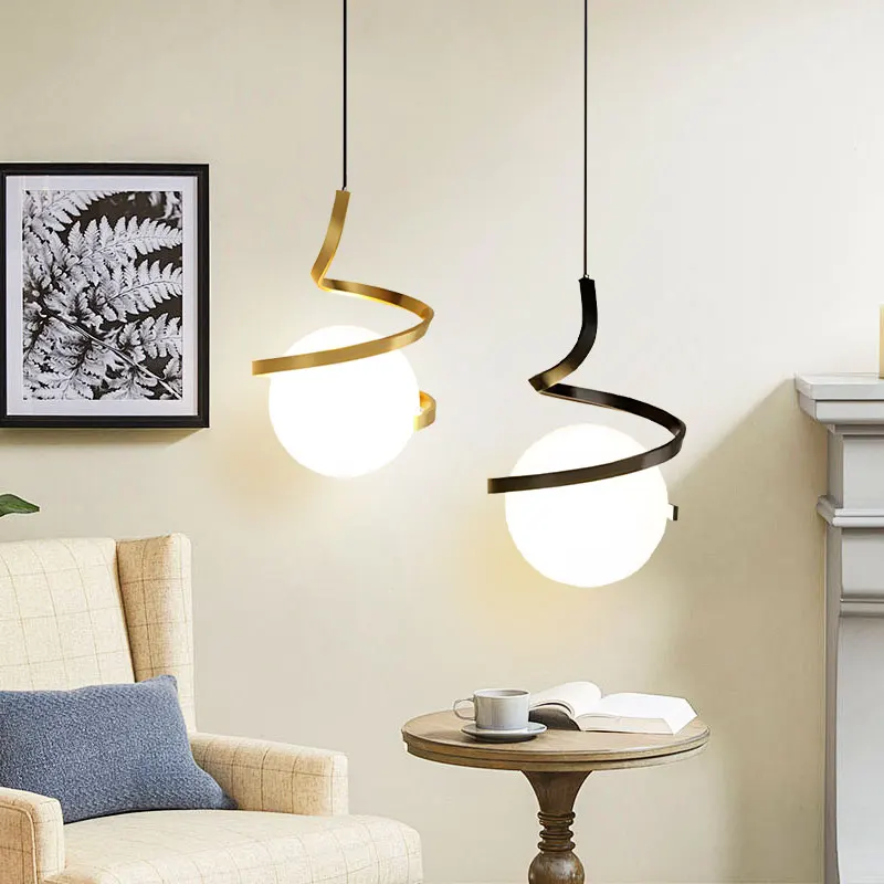 구리 블랙 LED 펜던트 조명, 침대 옆 침실 실내 걸이식 조명, 로비 샹들리에 램프, G9 9 9W 전구