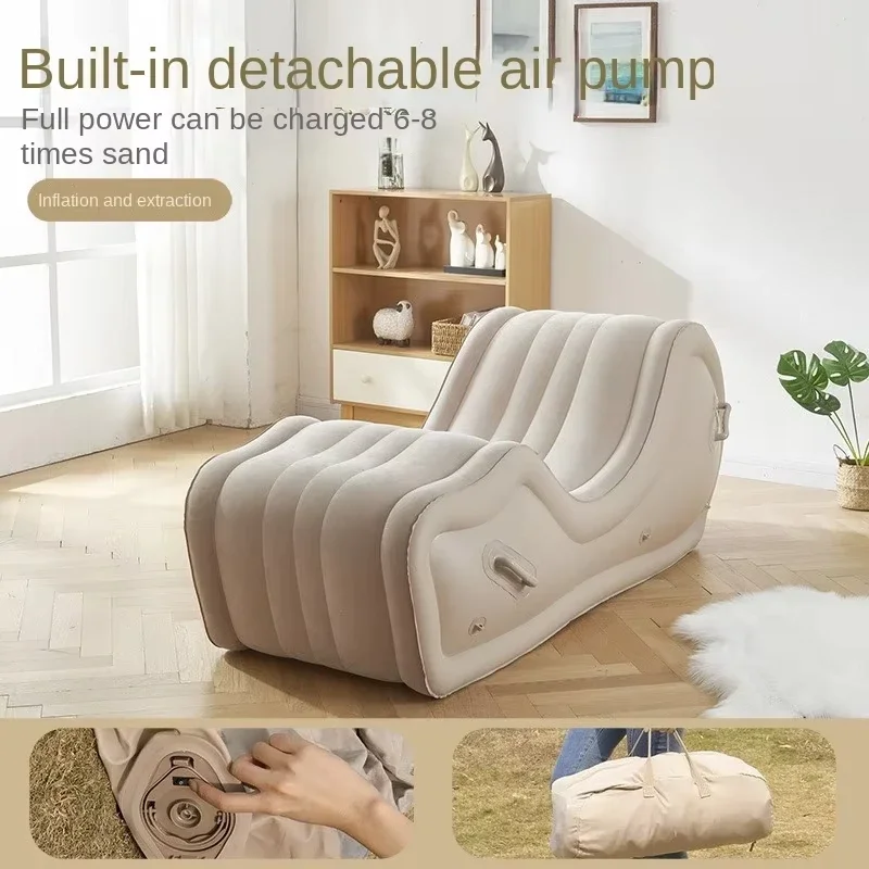 Simple Lazy Sofa Lounge Chair Fully Automatic Outdoor Portable Air Cushion PVC Inflatable Sofa Chair ,Camping Seat