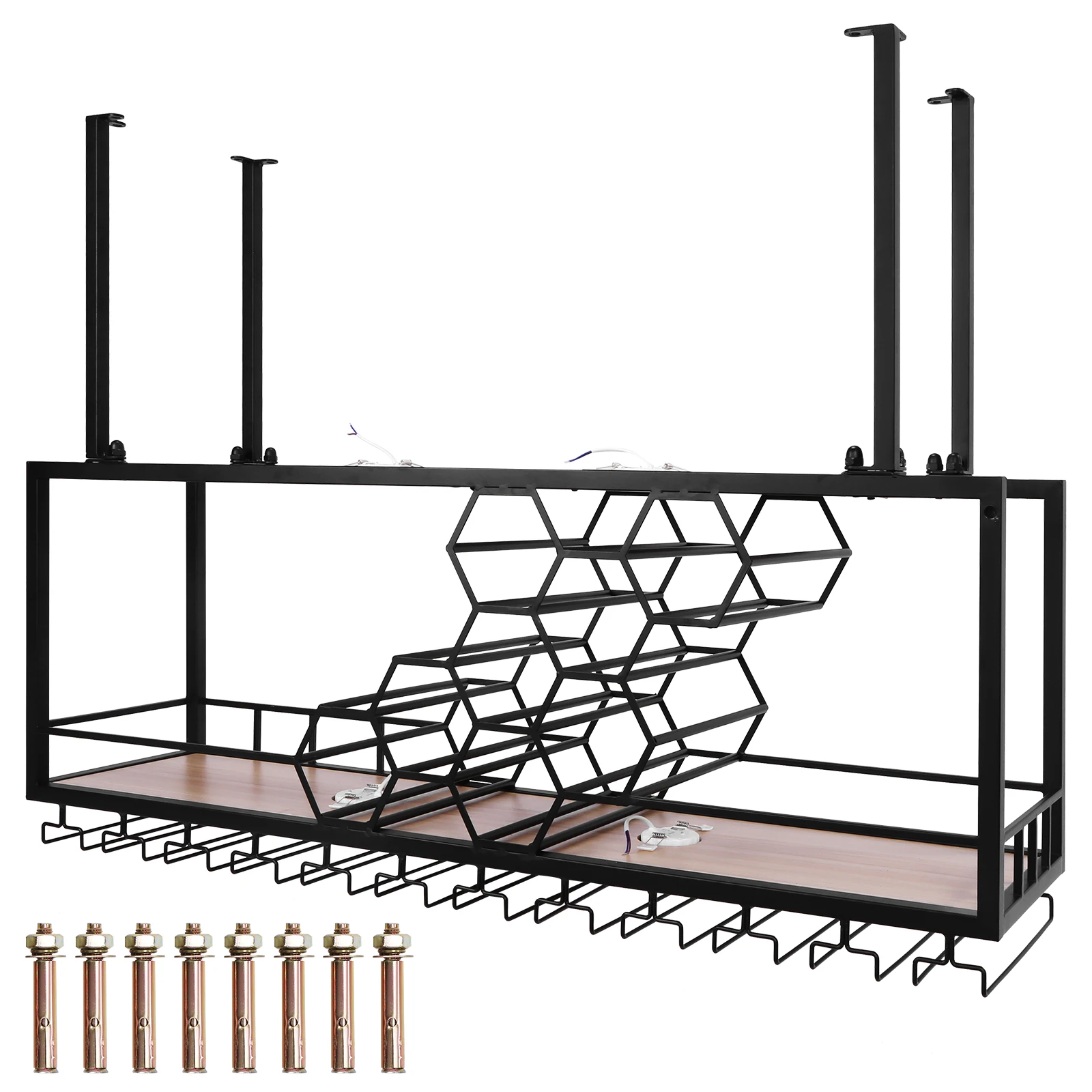 

Floating Wall Wine Bracket Large Capacity Metal Liquor Hanging Shelf Coffee Bar Display Rack for Home Bar Dining Room Decorative