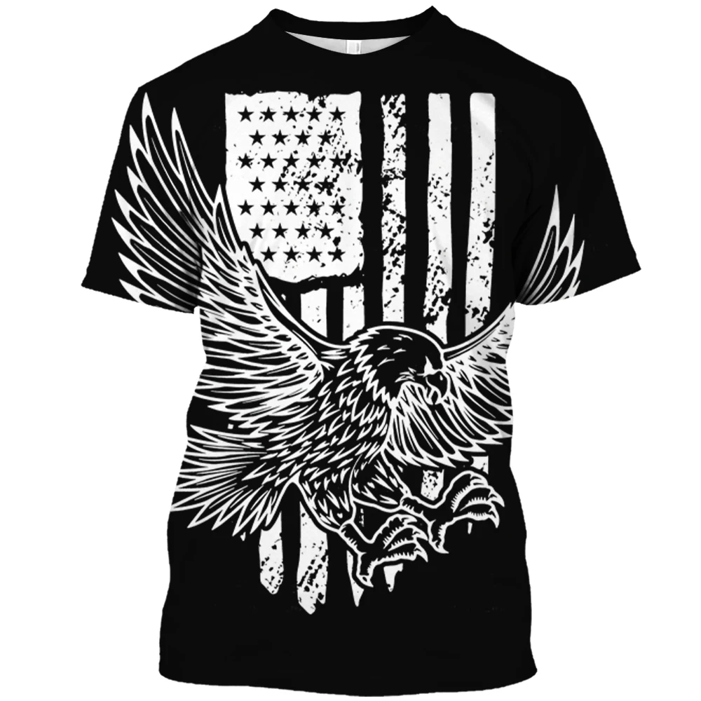 American Flag Gold Carved Pattern 3D Printed Summer Men\'s And Women\'s Street Casual Fashion Round Neck Short Sleeve T-shirt Tops