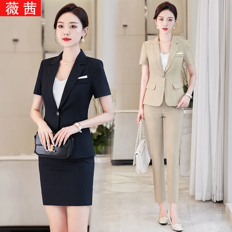 

Thin Blazer Women's Clothing Summer Business Attire Formal Wear Short Sleeve Work Clothes Black Temperament Slim Fit Fashion Sui