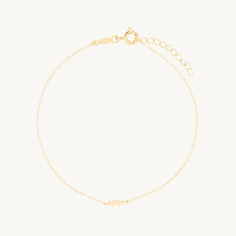 Withered S925 Pure Silver Double Heart Tightly Interdependent Simple And Versatile Bracelet