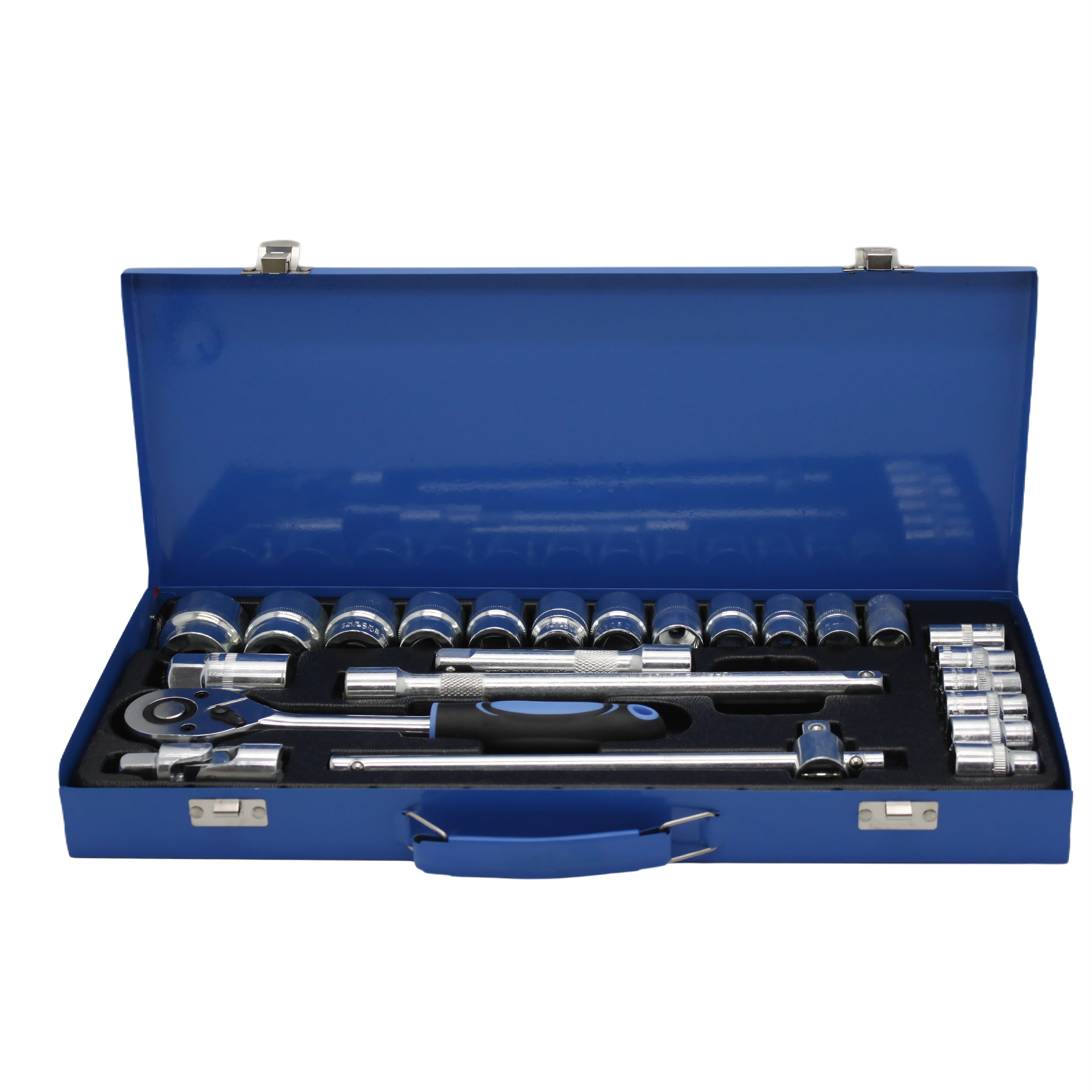 24 Piece Socket Tool Set Bits Ratchet Handle Extension Bar Customized Logo Carbon Steel Heat Treatment 35K Mirror Surface
