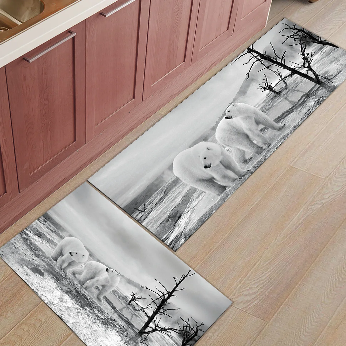 

Polar Bear Modern Kitchen Mat Home Entrance Doormat Hallway Bathroom Living Room Anti-Slip Floor Carpet