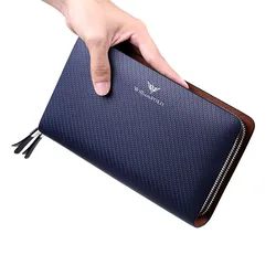 Men's Large Capacity Handheld Bag, Cowhide Multifunctional Wallet, Fashion Casual Card Bag, Mobile Case