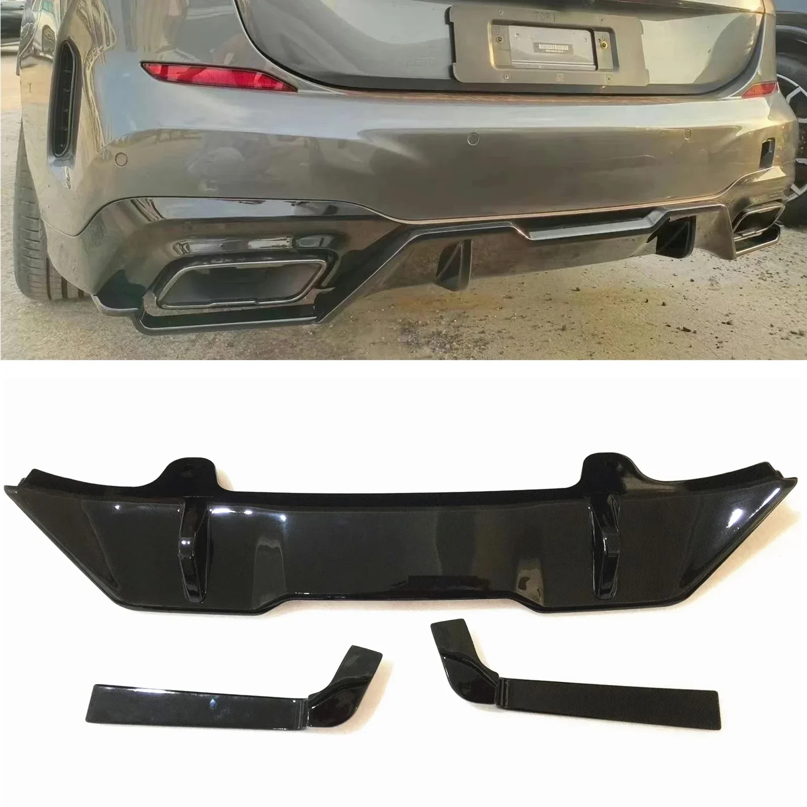 

New！ For BMW 2 Series F44 228i M235i 2020-2021 2022 Gran Coupe Rear Bumper Diffuser Lip Gloss Black Car Spoiler Plate Boot Split