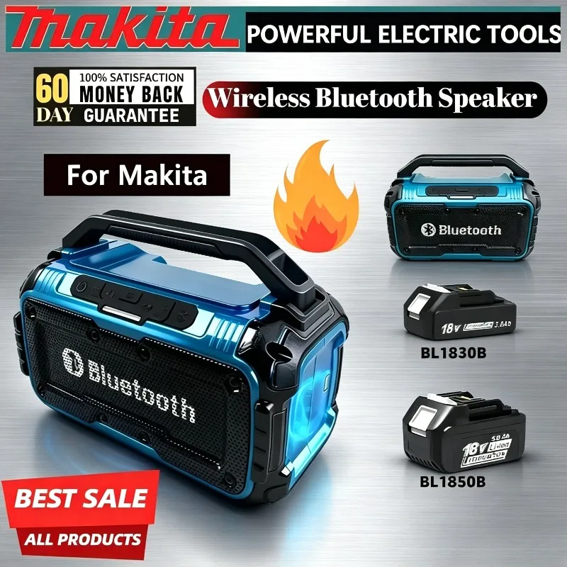 

Портативная Bluetooth-колонка Makita с USB Type-C портом, беспроводная зарядка, водонепроницаемая, стереозвук, для аккумуляторов Makita