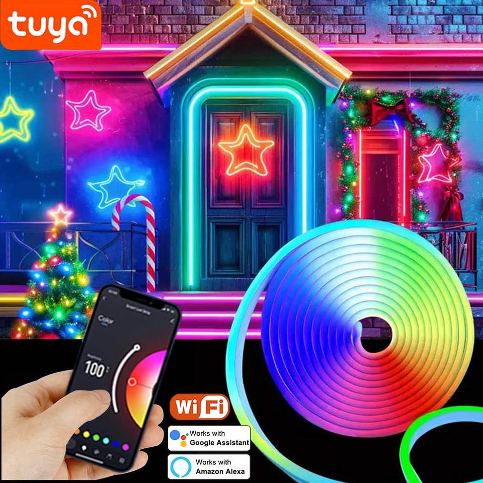  TUYA LED Neon Strip Light RGB WIFI 16Colors DIY Light 3m 5m Smart LED Waterproof Flexible Light Strip APP Work With Alexa 