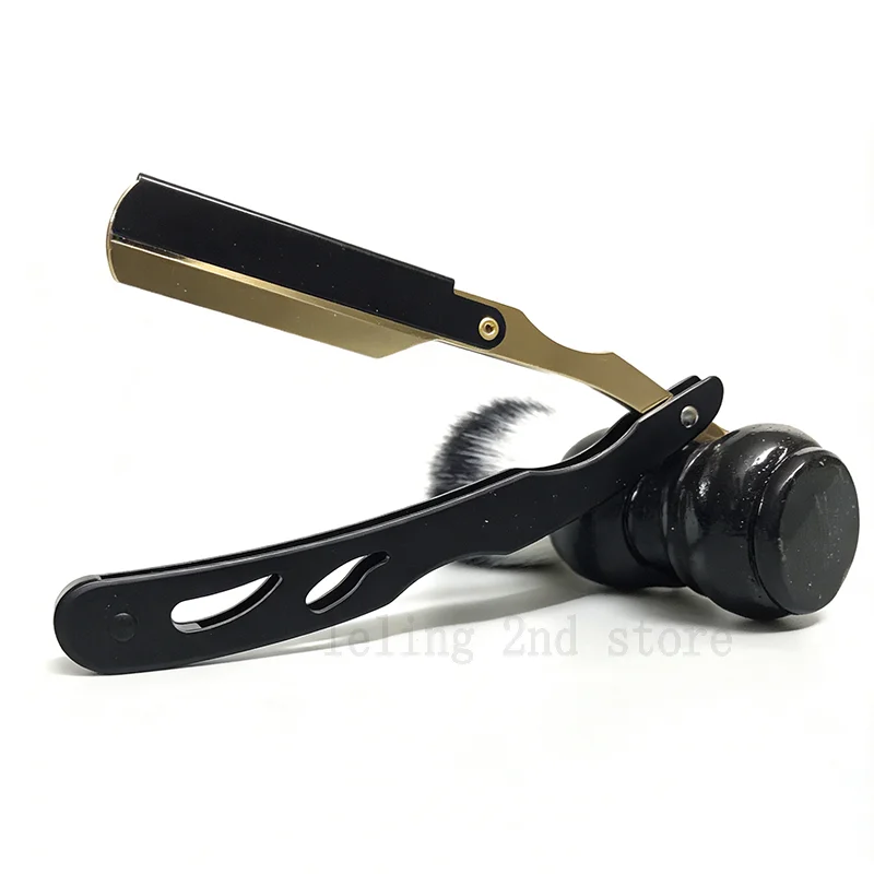 Navaja de Afeitar Profesional Manual de Acero Inoxidable con Filo Recto, Afilada, Plegable, para Afeitar y Recortar la Barba, Regalo