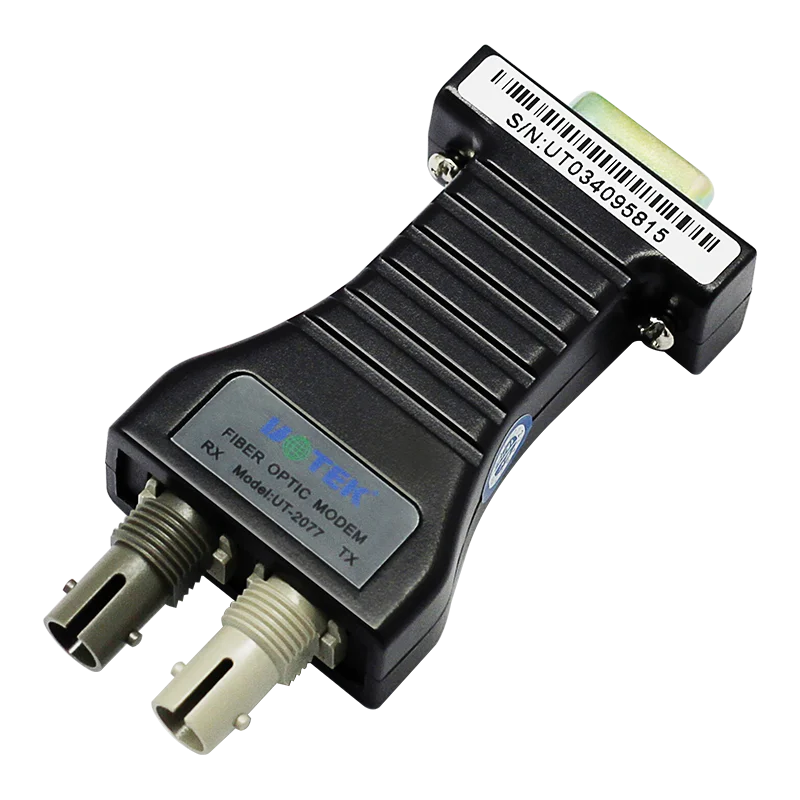 UOTEK RS-232 to Fiber Optic MODEM Multimode ST Interfaces DB9 Optical-Fiber RS232 Converter Transceiver 820nm 2KM UT-2077