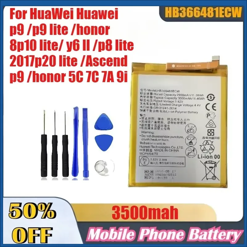3500mAh HB366481ECW for Huawei P9 /P9 Lite /honor 8 P10 Lite/y6 Ll /P8 Lite 2017 P20 Lite /Ascend P9 /honor 5C 7C 7A