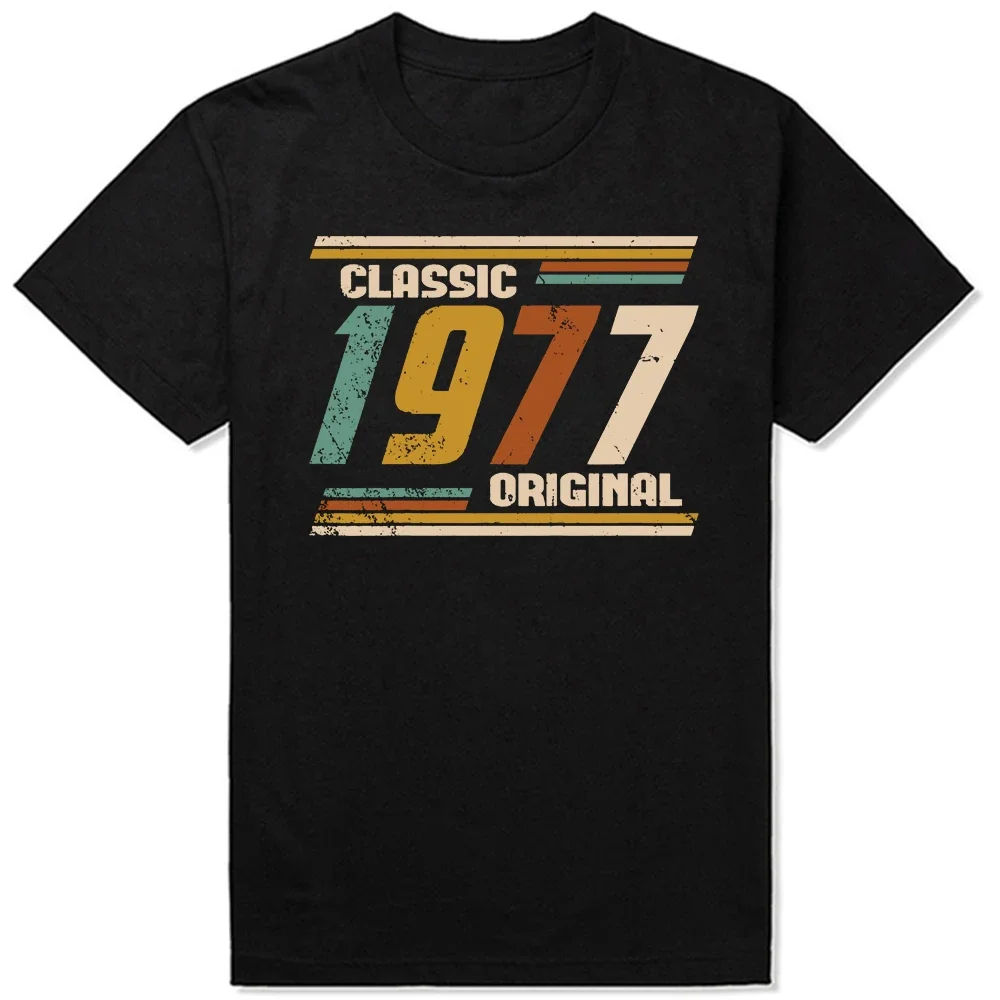 تي شيرت حفلة عيد ميلاد ، قمة الذكور ، خمر ، طبعة محدودة ، أسود ، ملابس ، أزياء هراكاز ، 47 سنة #5