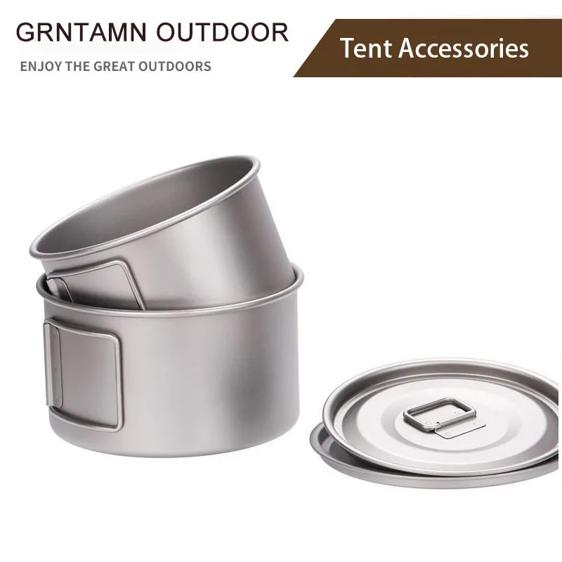 

Lightweight Titanium Bowl with Foldable Handles for Camping and Hiking