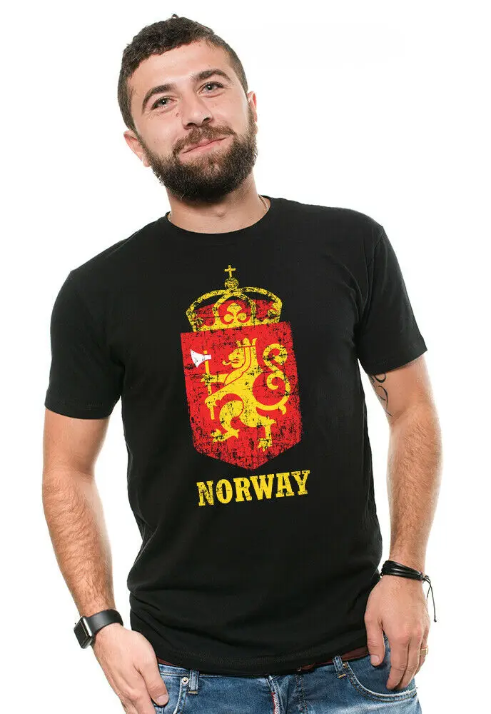 

Norway Pride, Norwegian T Shirt, Norway Coat Of Arms, Norway T-Shirt Men's 100% Cotton Casual T-shirts Loose Top S-3XL