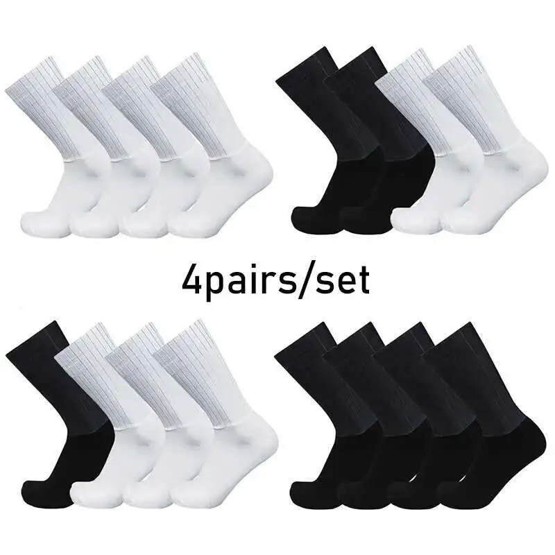 

Aero Pure Color Cycling 4pairs/set Sports Socks Silicone Non-slip Pro Racing Bicycle Socks Summer Cool Calcetines Ciclismo