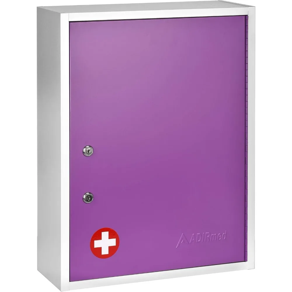 Lockable Wall Mount Medicine Cabinet First Aid Storage Dual Lock 21 Purple