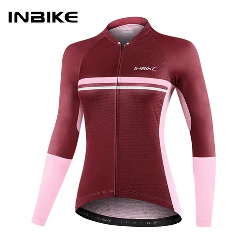 Inbike-Camiseta de ciclismo para mujer, ropa de lana cálida de manga larga para primavera y otoño, ropa deportiva para ciclismo al aire libre, ropa para bicicleta MTB