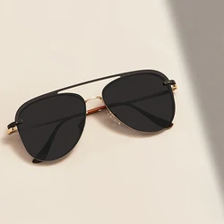 Men And Women Metal Pilot Glasses Frame Oval Fashion Full Rim Spectacle With Clip On Sunglasses For Optical Prescription Lenses