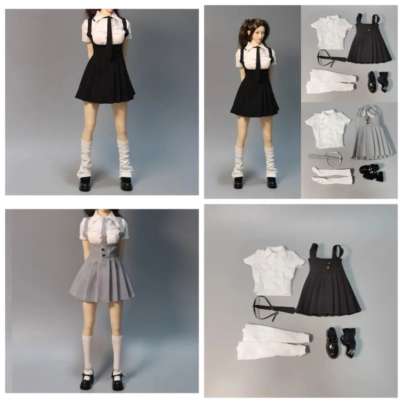 

HAILI TOYS 1/6 Scale Female Soldier Student Uniform White Shirt Black Pleated Skirt Set for 12 Inch Action Figure Body
