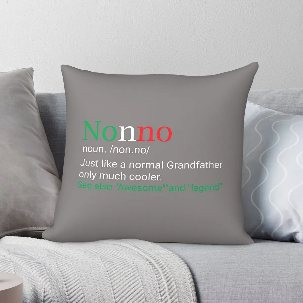 Nonno Italian Grandfather Pillowcase Polyester Linen Velvet Printed Zip Decorative Pillow Case Bed Cushion Cover