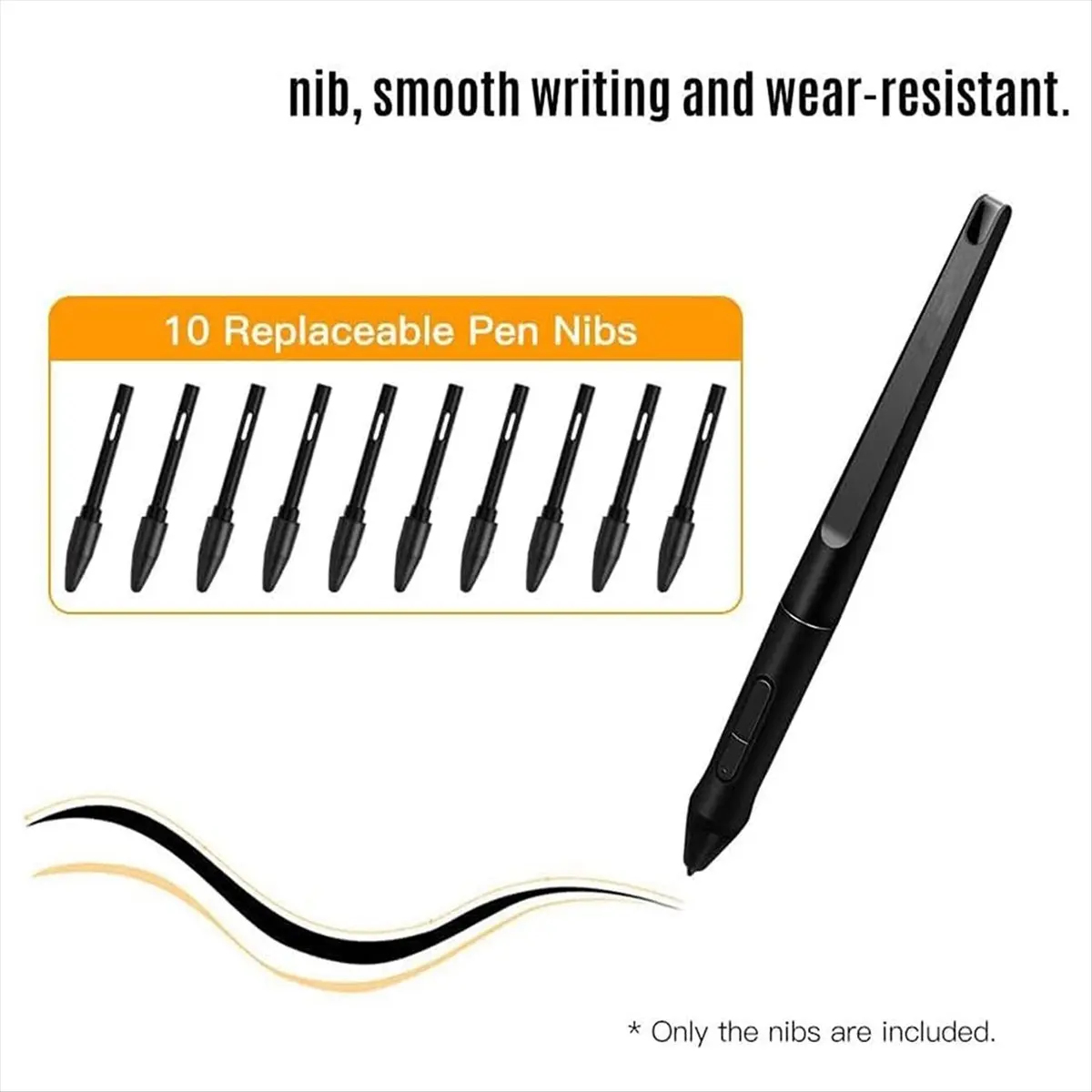 BaoBao-10 шт. сменные наконечники для стилуса HUION PN05 для PW500 PW507 Q620M HS611 Kamvas Pro 16/12/13 Kamvas 20