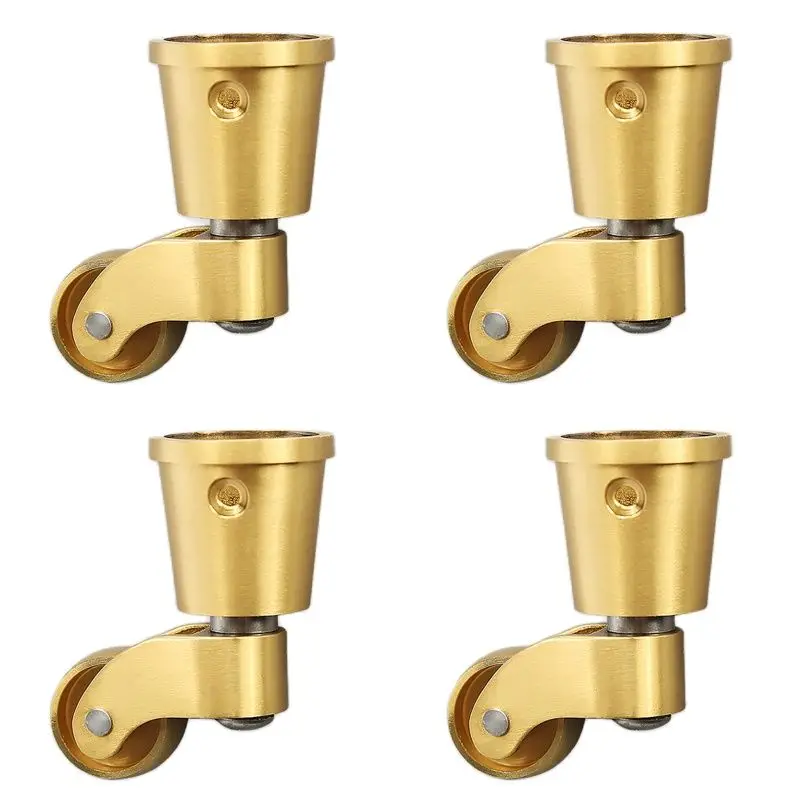 

Brand New 4PCS 1'' Round Cup Dia Brass Casters Wheels Table Chair Sofa Couch Bar Piano Furniture Rollers 360° Swivel Castors