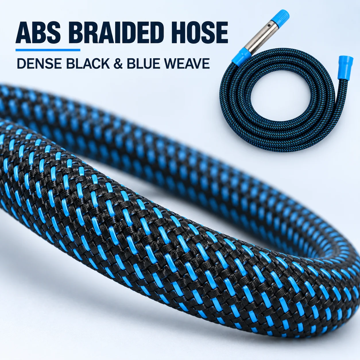 3/5/10/15/20m Braided Car Wash Hose with 2-Mode Stainless Steel & ABS Spray Nozzle, G1/2 Thread Garden Cleaning Water Hose